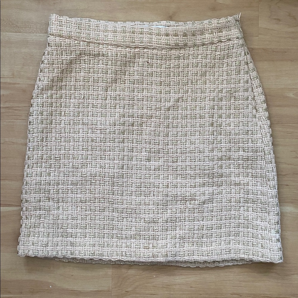 NWT Milly Tweed pink and gold Wool Skirt 0